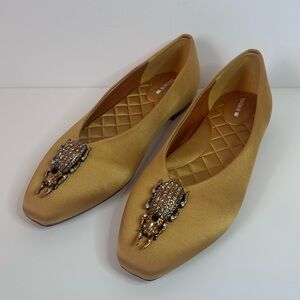 Birdies The Crane Ballet Flats in Marigold Satin Beetle Size 8.5